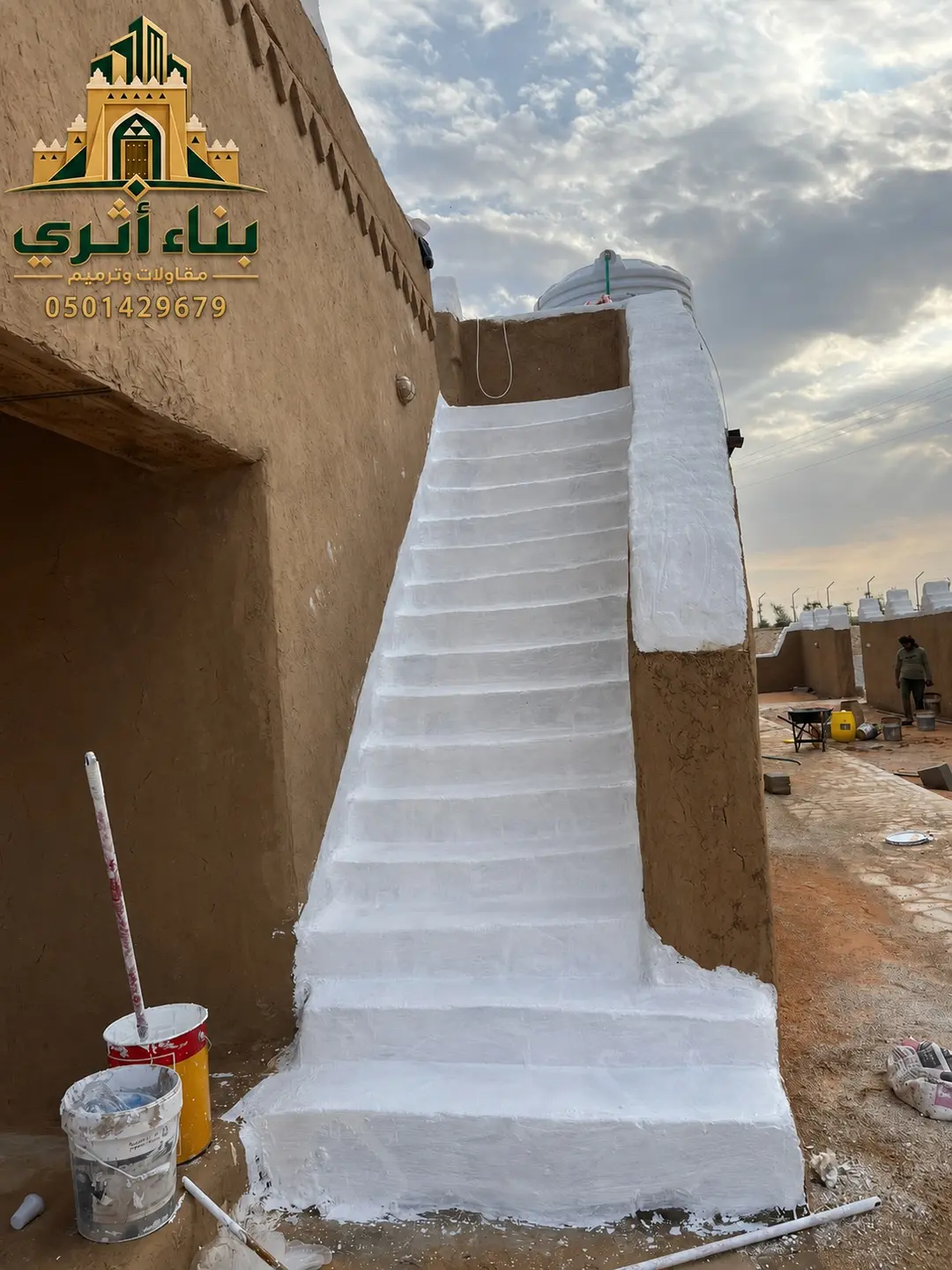 فناء داخلي لبيت سعودي في منطقة جازان ضمن أعمال البناء والترميم التراثي