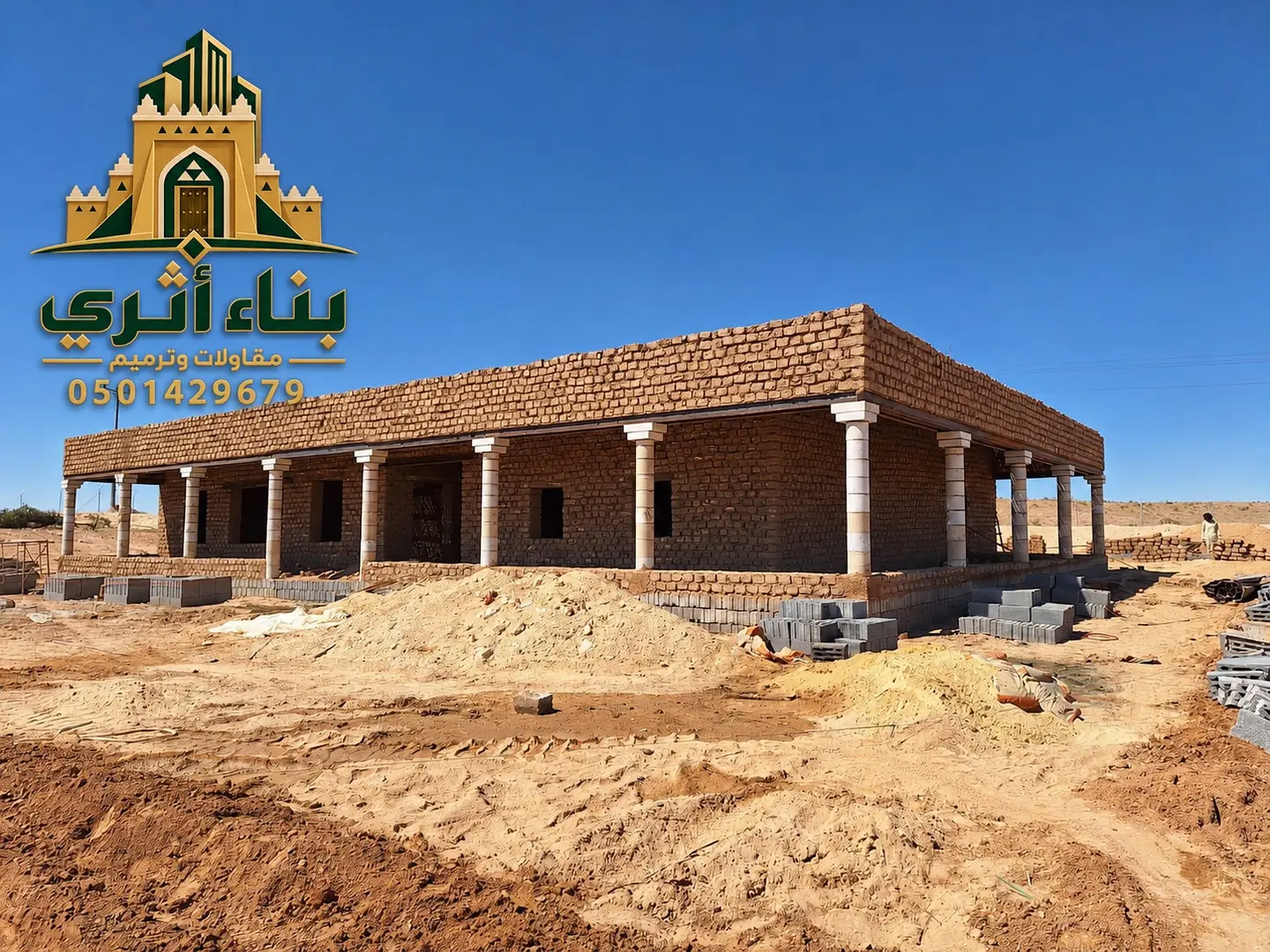 تفاصيل معمارية سعودية أصيلة في منطقة القصيم ضمن أعمال البناء والترميم التراثي